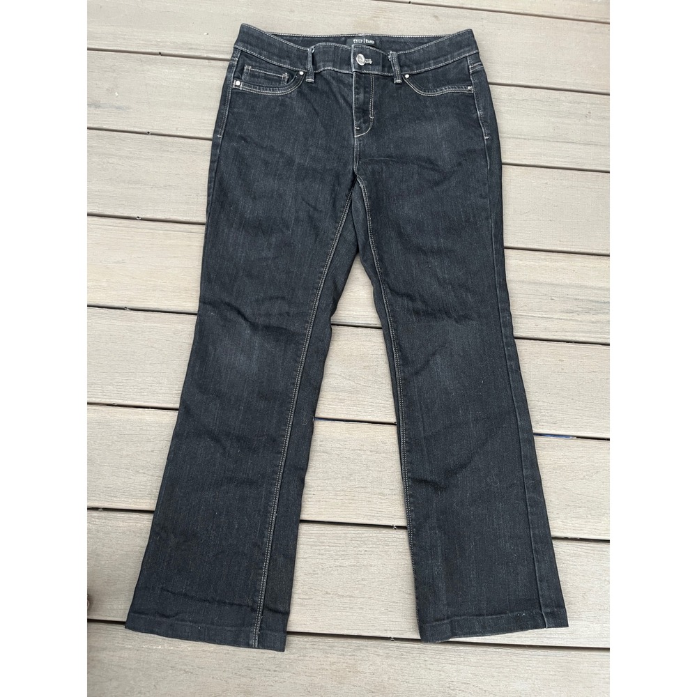 White House Black Market Blanc Boot Leg Jeans Black Dark Wash Size 6R.   (79)
